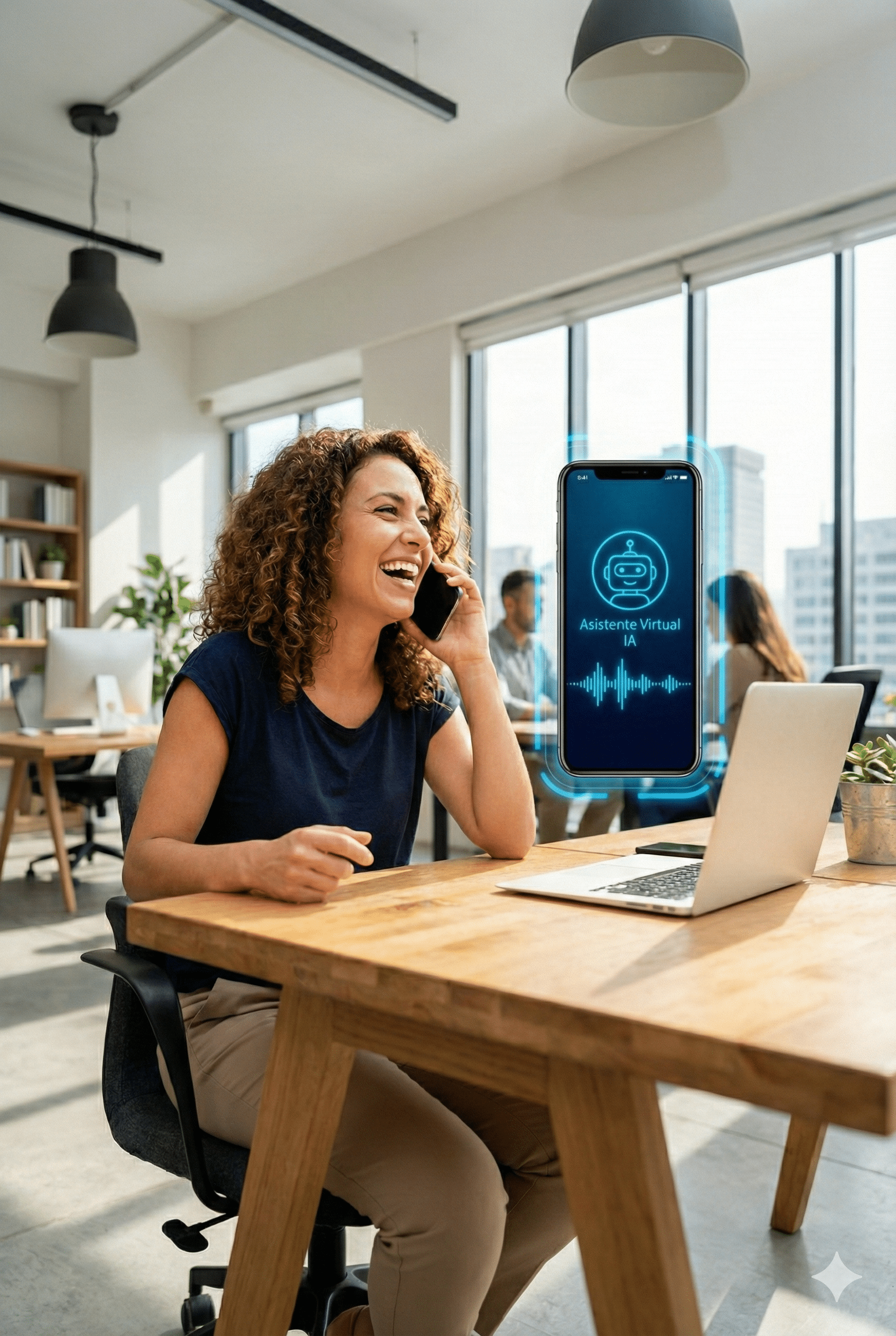 Cliente hablando por teléfono gestionado por agentes virtuales de voz de KonectaIA